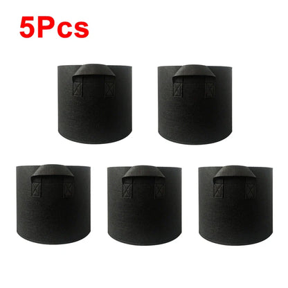 Vegetable/Flower Grow Bags – 1-5 Pcs, 1-12 Gallons Non-Woven Aeration Fabric Pots with Handles