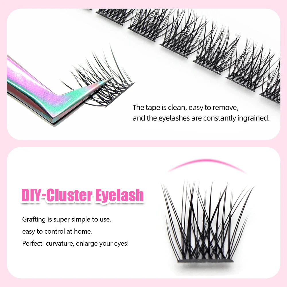 DIY 144 Cluster Lashes YUANZHIJIE – Natural C/D Curl Segmented Mink Individual Eyelash Extensions Kit for Home Makeup & Professional Volume Look (Free Shipping)