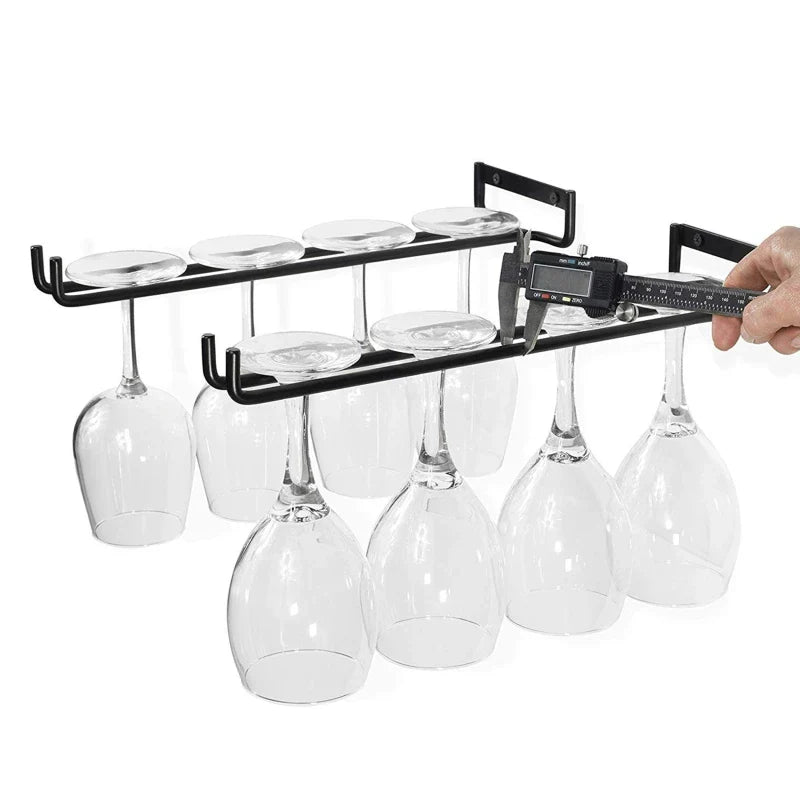 Wine Glass Holder Hanging Storage Rack - Wall-Mounted Wine Glass Hanger for Cabinet, Bar, and Home Decorative Storage Shelf Organizer