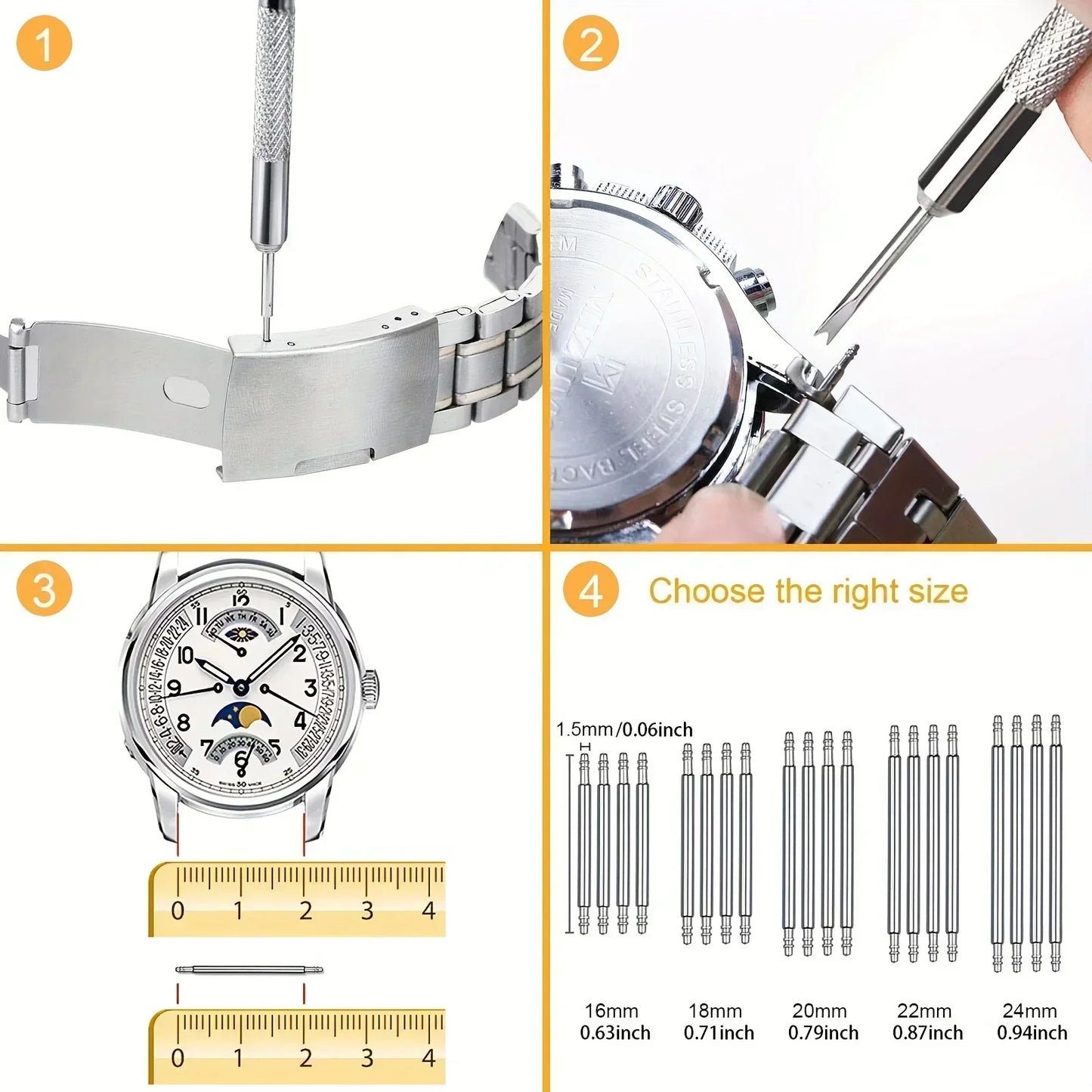 Watch Repair Tool Kit – Link Band Pin Remover & Adjuster Set for Professional Watchmaking