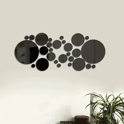26-Piece 3D Acrylic Mirror Wall Stickers - Round DIY Decorative Tiles for Bedroom, Bathroom & TV Background Decor