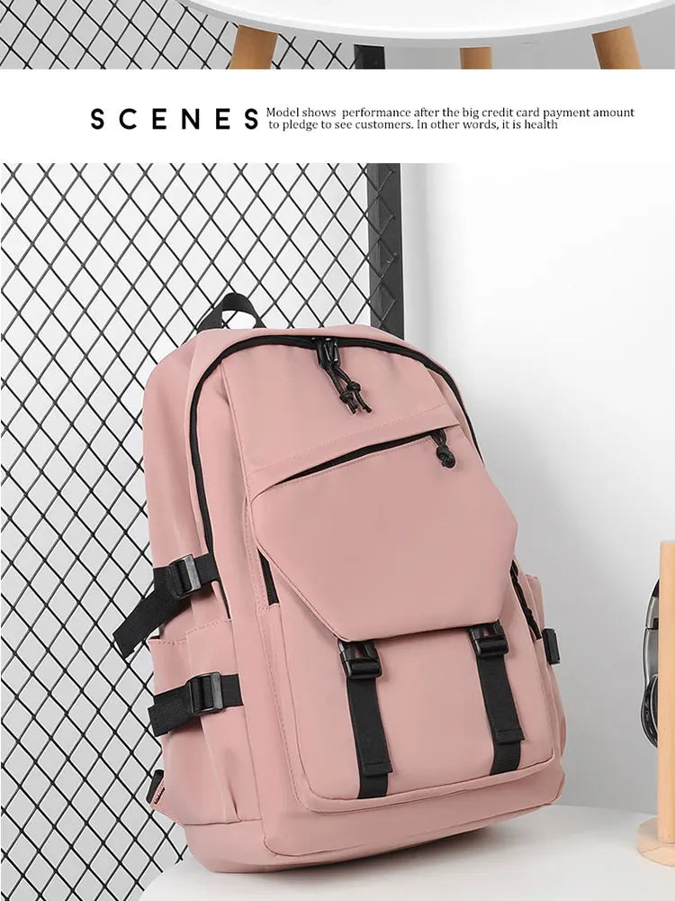 15 Inch Polyester Waterproof Men’s Backpack – Simple, Fashionable Student & Couple Computer Bag