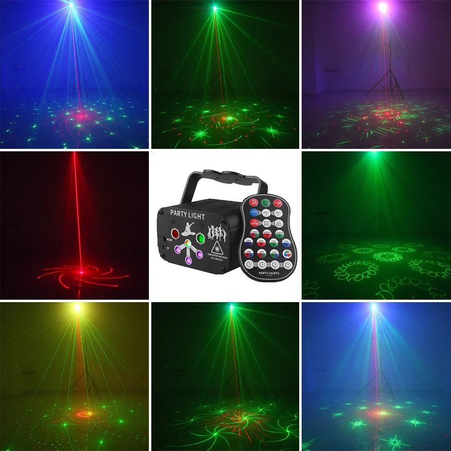 ALIEN RGB Mini DJ Disco Laser Light Projector - USB Rechargeable LED UV Sound Strobe Stage Effect Lamp for Wedding, Xmas, Party