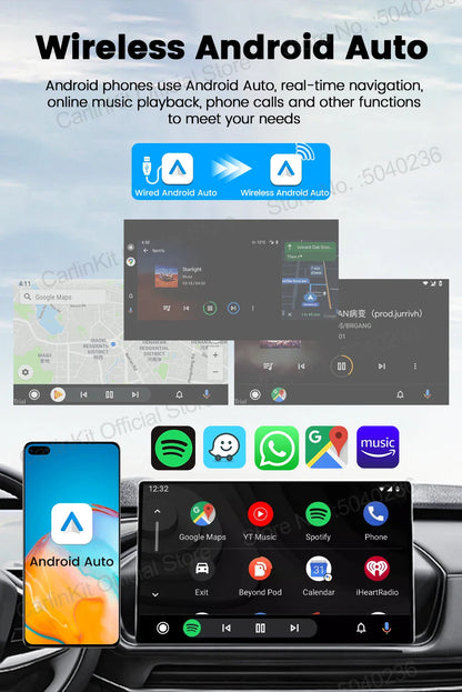 CarlinKit 5.0 Mini Wireless CarPlay & Android Auto Adapter – Plug & Play WiFi Bluetooth for OEM Cars