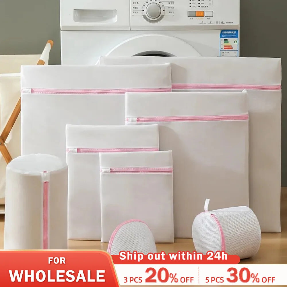 Transparent Zippered Laundry Mesh Pocket Set - 2Pcs/7Pcs, 6 Sizes, Reusable & Sturdy for Washing Machine Protection