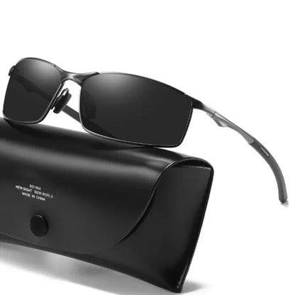 Photochromic Men’s Polarized Sunglasses – Metal Square Frame, UV400 Driving & Outdoor Sports Cycling Glasses