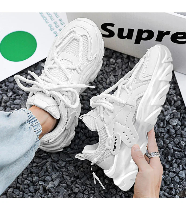 Men's Breathable Casual Sneakers - Thick Soled Soft Soles Tennis Shoes for Outdoor Running & Comfort
