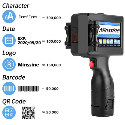 12.7/25.4mm Handheld Inkjet Printer – QR Code, Barcode, Batch, Date, Logo & Expiry Date Coding Machine with 25 Language Support, Portable Marking Tool