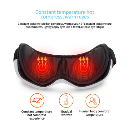 Eye Massage Instrument - Vibration, Airbag Pressure & Hot Compress Eye Massager with Bluetooth Music, Foldable for Fatigue Relief