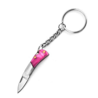 5cm Mini Folding Knife Keychain – Acrylic & Brass Portable Blade Pendant for Camping, Outdoor, and Everyday Carry