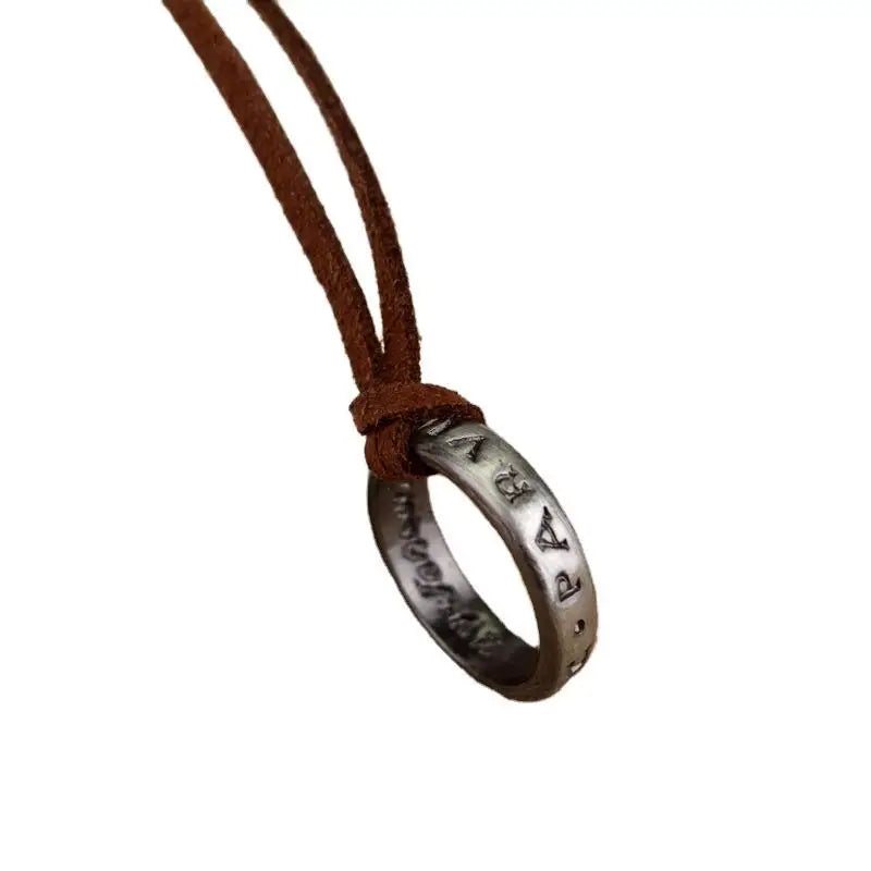 Uncharted 4 Nathan Drake Necklace — Vintage Leather Pendant Cosplay Ring Gaming Jewelry Prop