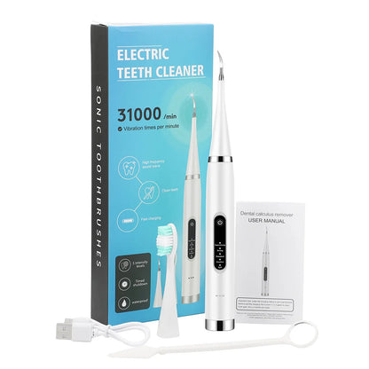 Electric Tooth Whitening Brush – Sonic Teeth Cleaner, Dental Scaler, Plaque & Calculus Remover Kit