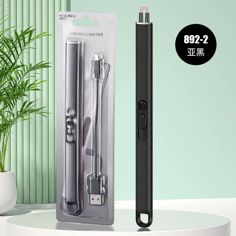 Windproof USB Rechargeable Arc Lighter – Pulse Electronic Ignition with Safety Lock & Battery Display for BBQ, Kitchen & Outdoor Use