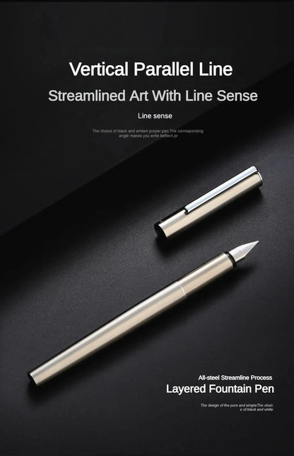 Jinhao 35 Fountain Pen — All-Steel Luxury EF/F Nib for Calligraphy, Writing, Office & School Supplies
