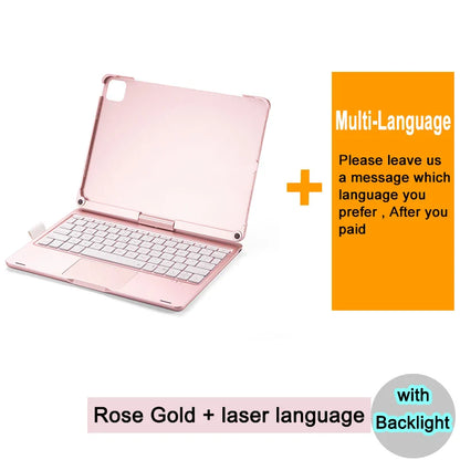 Bluetooth Magic Keyboard Case for iPad — Multi-Language (Arabic, Spanish, French, German) for iPad Pro 11 (2018–2022), Air 4/5, 10.9-inch
