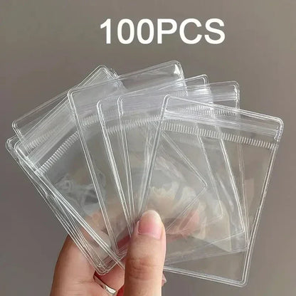 10/100pcs Thick PVC Jewelry Bags — Transparent Self-Sealing Pouches for Storage, Display & Anti-Oxidation Protection