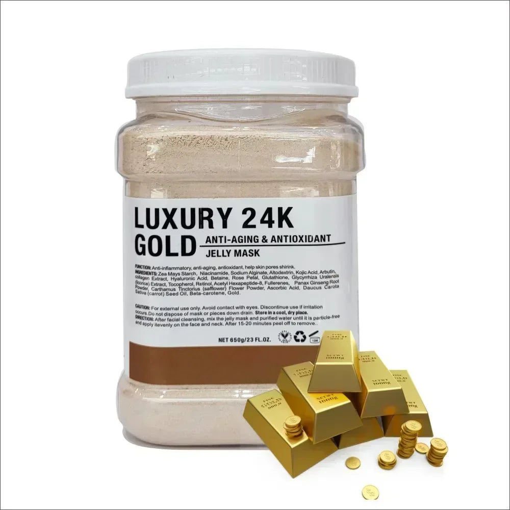 650g Arbutin Rose Jelly Peel-Off Face Mask Powder – Vitamin C Hyaluronic Acid & 24K Gold Mud Skin Care Mask