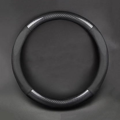 Universal Carbon Fiber Leather Steering Wheel Cover — 3D Anti-Slip, Stylish Car Accessory