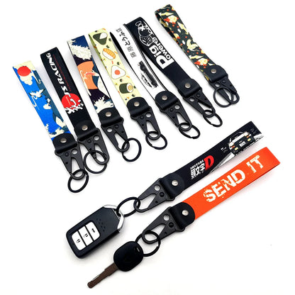JDM Car Keychain Key Tag – Personality Spring Clip Lanyard for Racing, Modified Nylon Motorcycle & Auto Key Holder Accessories