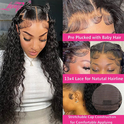 250% Curly Human Hair Lace Front Wig – Deep Wave Brazilian Remy 13x4 Water Wave Lace Frontal Wig