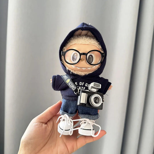 17cm Labubu Idol Dolls Clothes - Kpop EXO DIY Accessories, Cute Mini Plush FEAR Hoodie Se