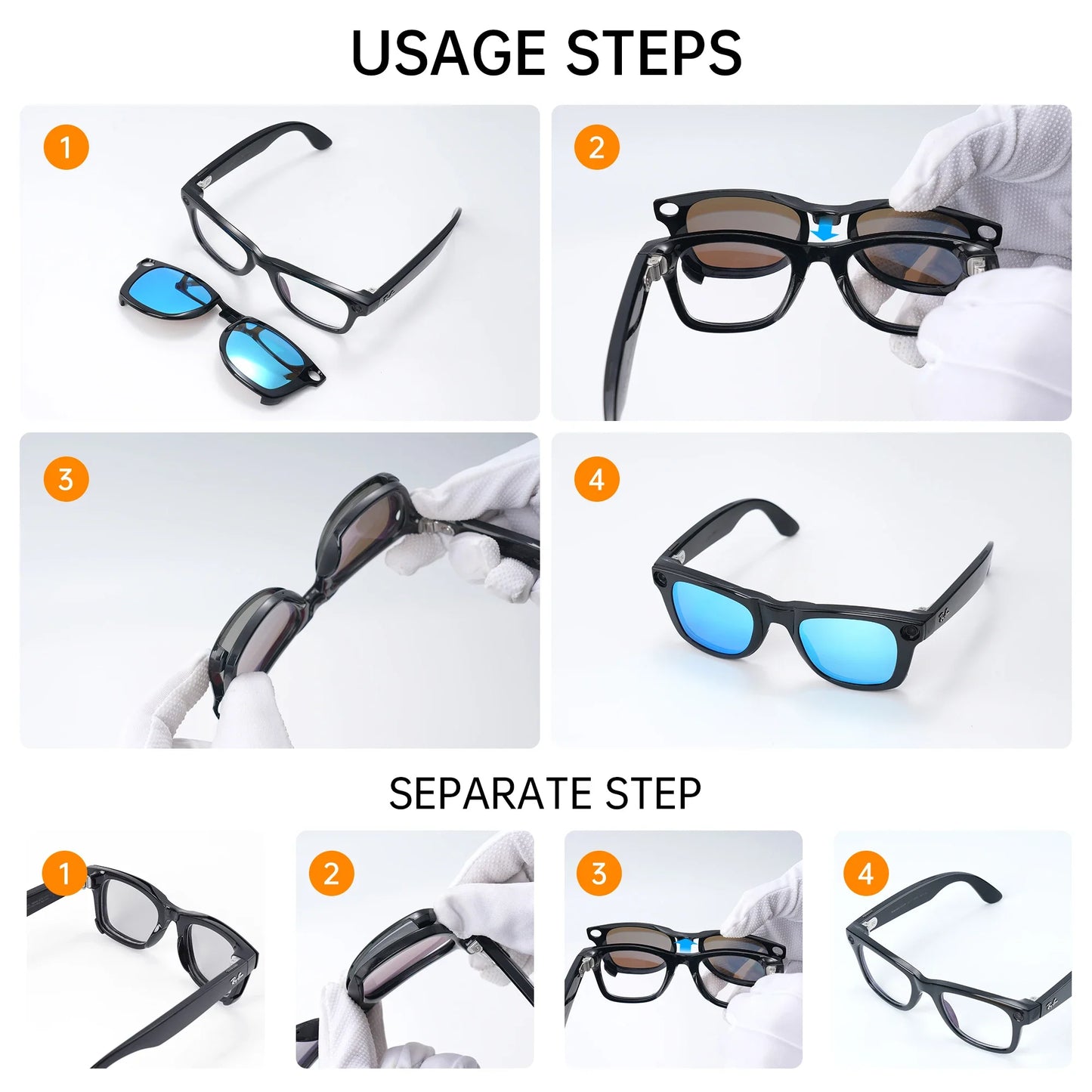Hibloks Polarized Clip-On Lenses for Ray-Ban Meta Wayfarer RW4006 – UV Protection & Anti-Glare