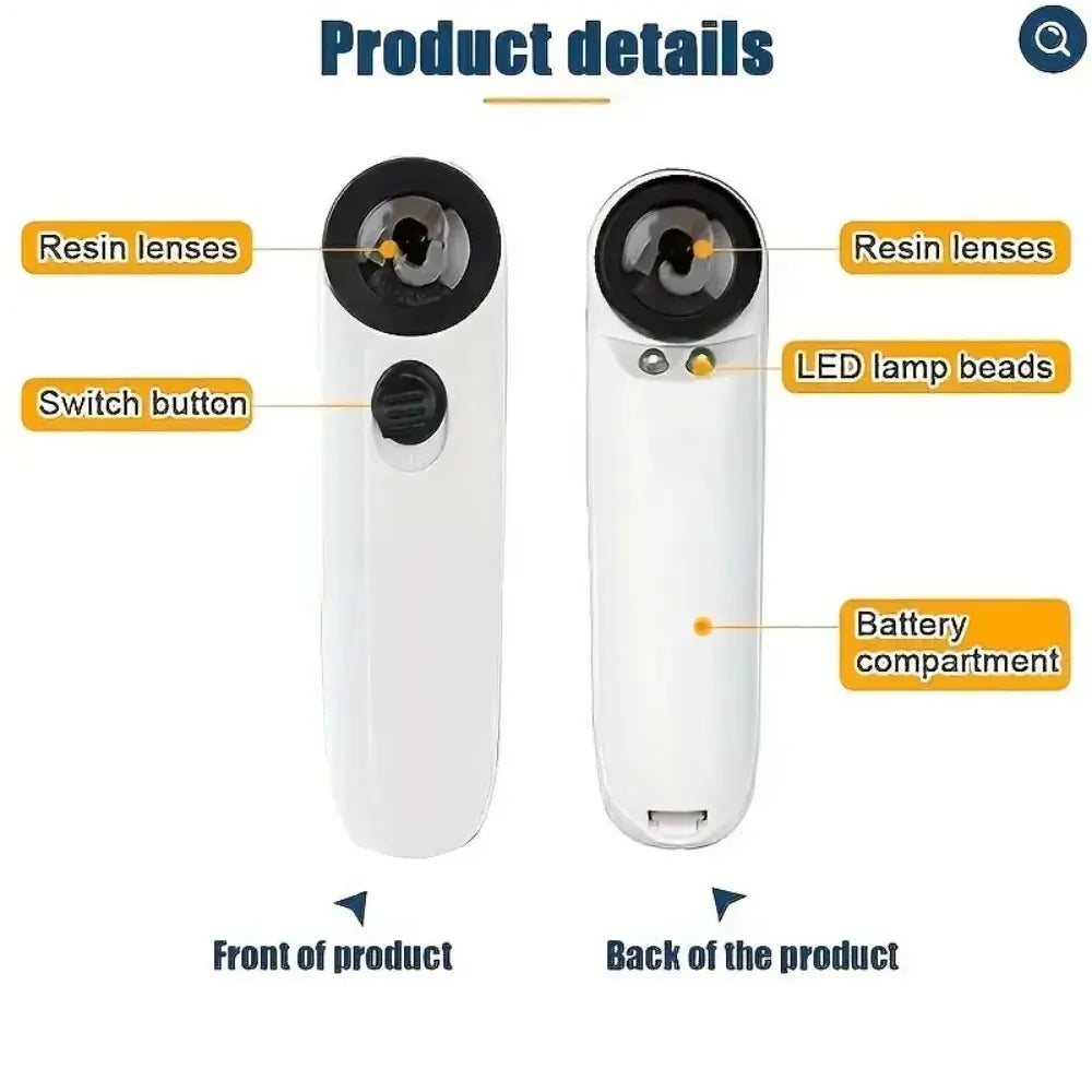40X Handheld Magnifier with LED Lights: HD Magnifying Glass for Jewelry Identification, Diamond, and Jade Mirror