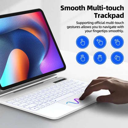 Smart Pogo Pin Keyboard Case for iPad — Trackpad Teclado for iPad Air 11 (2025 M3), Air 6 (2024), Pro 11, Air 4 & Air 5 10.9-inch