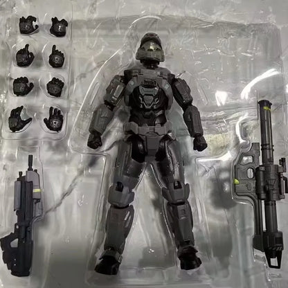 18cm Master Chief PVC Action Figure – 1/12 Articulated Collectible Model Toy with 2 Signs