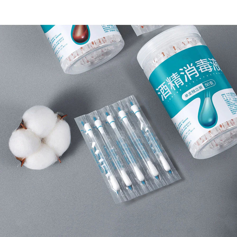 Disposable Iodophor Alcohol Cotton Swabs – Sterile Disinfection Sticks for Wound Care & Emergency First Aid