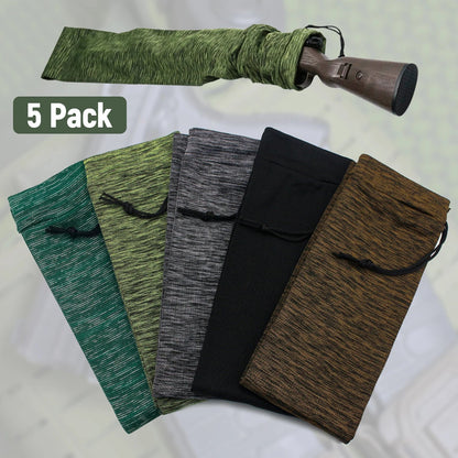 5-Pack Silicone Treated Gun Socks 55” x 3.9” – Stretch Knit Rifle Storage Covers for Hunting & Shooting Protection Sleeves