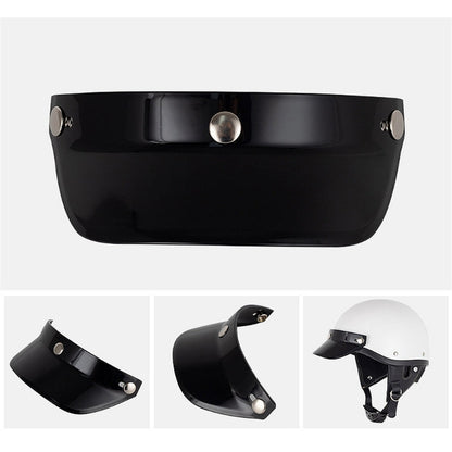 3 Snap-Button Universal Helmet Visor – Windproof Flip Shield for Open Face Motorcycles