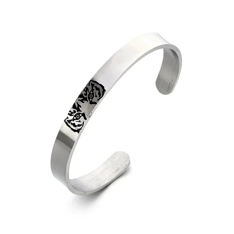 Retro Tibetan Six-Character Mantra Bracelet — Silver Plated Lotus Cuff for Men
