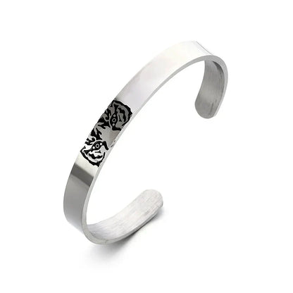 Retro Tibetan Six-Character Mantra Bracelet — Silver Plated Lotus Cuff for Men