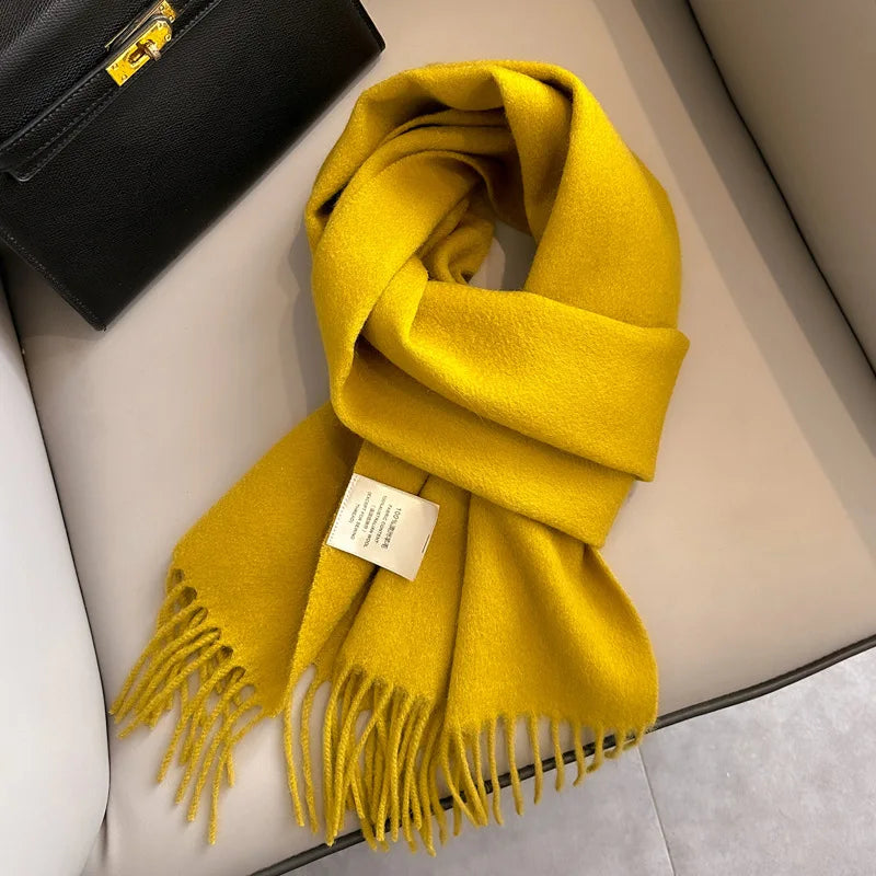 Winter Narrow Wool Scarf – 28 Colors, 100% Wool Solid Color Unisex Scarf for Men & Women, Warm and Cold-Proof