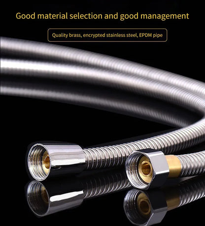 New 1.5/2/3M Flexible Shower Hose — Black SUS304 Stainless Steel Bathroom Water Extension Pipe and Bath Accessories