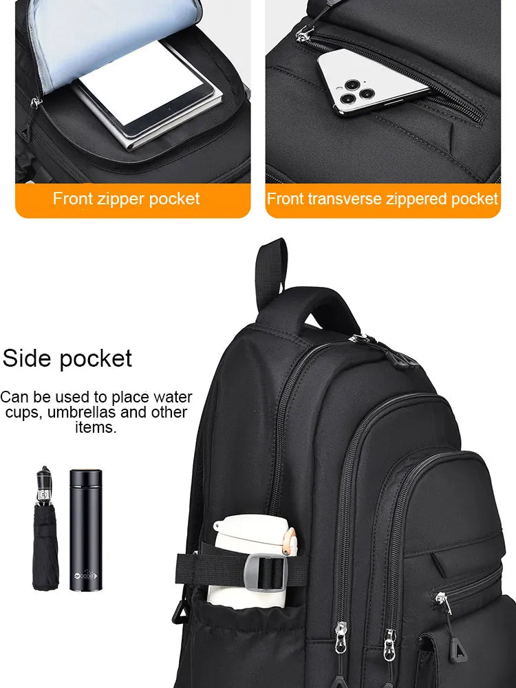 Multi-Layer Waterproof Oxford Backpack - Large Capacity, Stylish Commuter and Student Bag for Out-of-Town Travel
