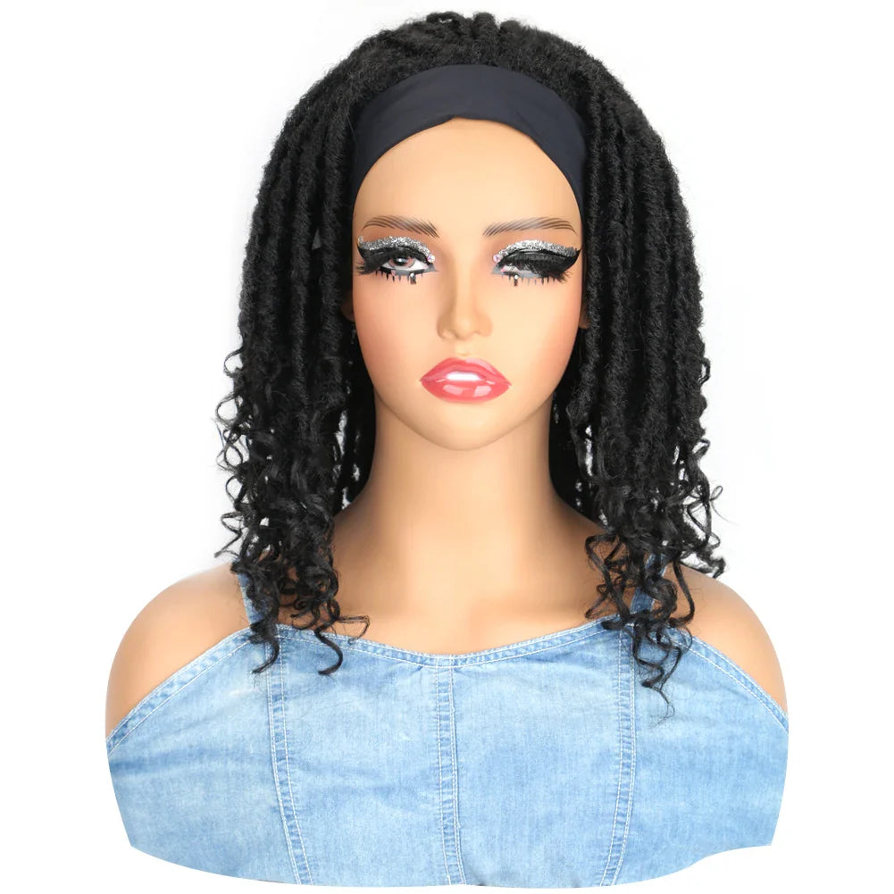 Synthetic Afro Dreadlock Headband Wig – Ombre Color Crochet Hair Wig, Low-Heat Fiber