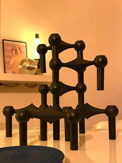 Metal Molecular Structure Candle Holder – Nordic Silver Candelabra Centerpiece for Living Room Decor & Gift