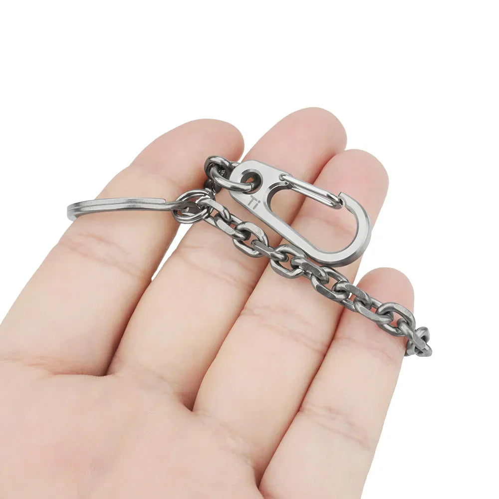 Short Chain Titanium Key Belt Buckle – Titanium Alloy Waist Ring EDC Outdoor Tool