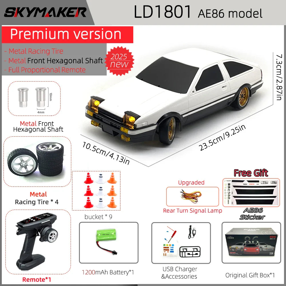 1:18 Skymaker AE86 & RX-7 FC RC Drift Cars with 2.4G Remote, ESP Gyroscope & LED Lights – Mini Racing Toy Cars