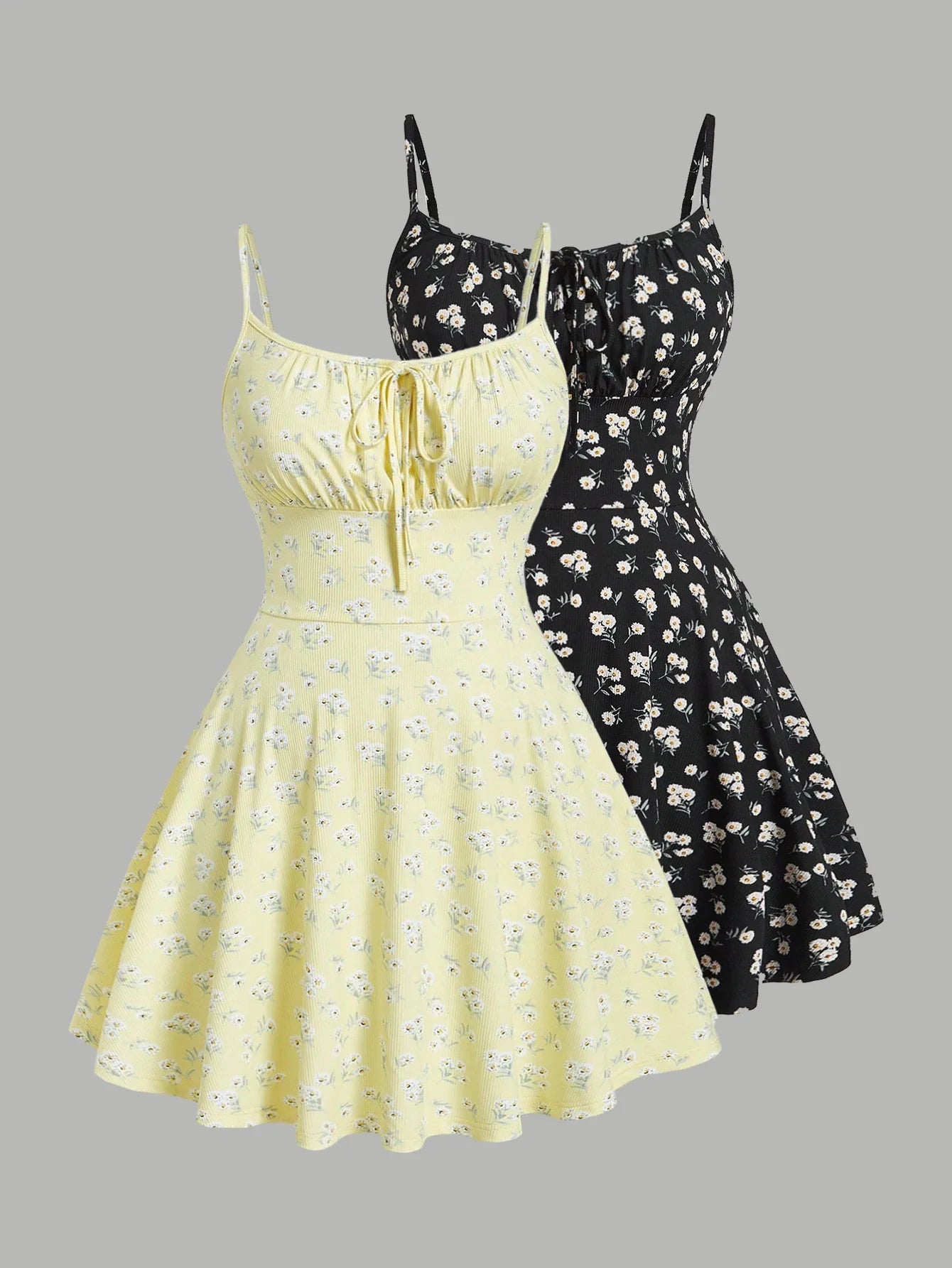 Women’s Floral Sleeveless Camisole Dress – Thin Strap Elegant Summer Fashion Sundress