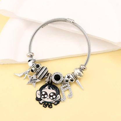 Y2K K-Pop Demon Hunters Bead & Enamel Pendant Bracelet – HUNTR/X Bangle Cosplay Jewelry Gift