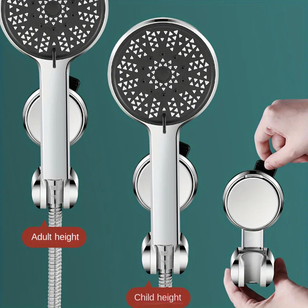 360° Adjustable Shower Head Support – Suction Cup Holder with Plating for Bathroom Wall Mount and Shower Rail