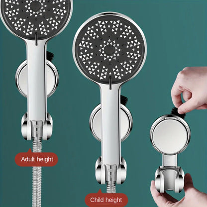 360° Adjustable Shower Head Support – Suction Cup Holder with Plating for Bathroom Wall Mount and Shower Rail