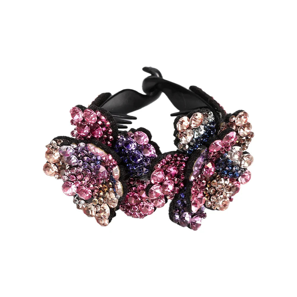AWAYTR Colorful Crystal Flower Hair Claw – Large Flower Crab Clamp Barrettes, Shark Clip Hair Accessories for Women