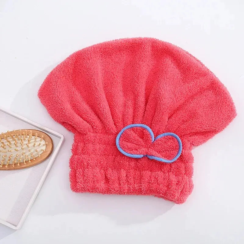 Microfibre Quick-Dry Hair Towel – Bowknot Wrap Cap for Women, Bathroom Shower Accessory Bonnet