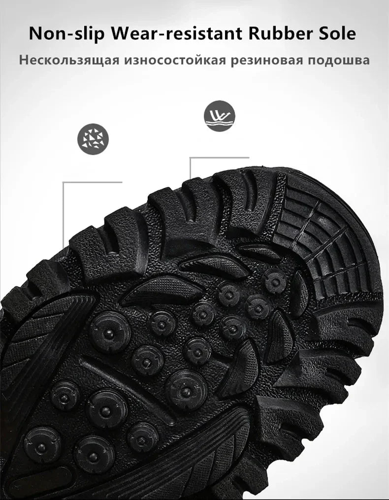 Men's Warm Plush Snow Boots - Lace Up Waterproof High Top, Anti-Slip Winter Boots for Casual & Work Wear
