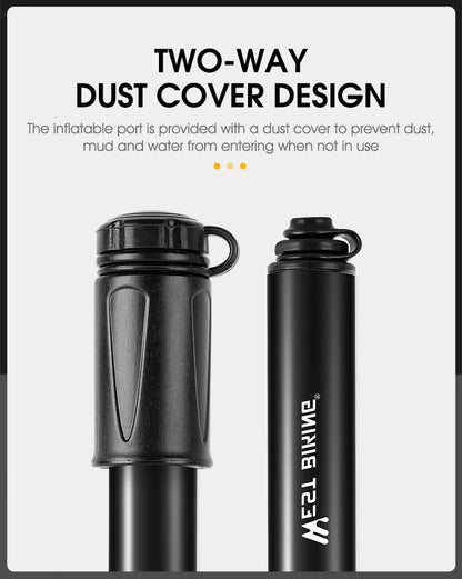 WEST BIKING 130PSI Mini Bike Pump – Portable Aluminum Alloy Hand Air Pump for MTB & Road Cycling, Drop-Proof & Ultralight