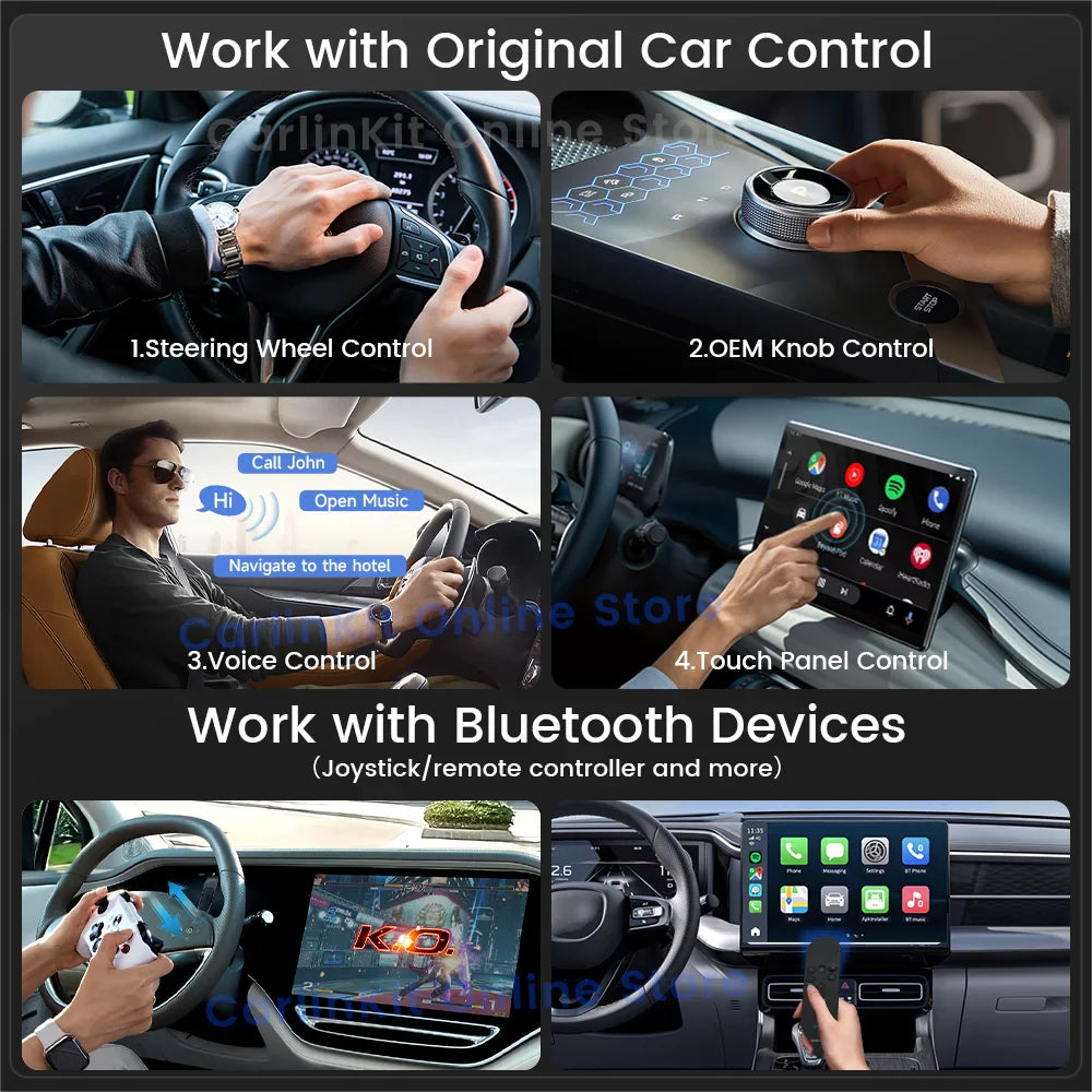 Carlinkit Android 13 TV Box - Wireless CarPlay and Android Auto Adapter with 8+128GB, LED Display - Supports YouTube, Netflix, IPTV, Spotify, GPS